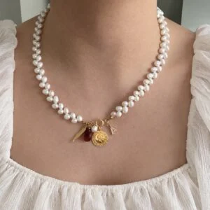 Nar charmlı gerçek arpa inci set - Görsel 3
